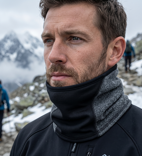 Breathable Fleece/Spandex Face & Neck Warmer - Charcoal (Winter Scarf)