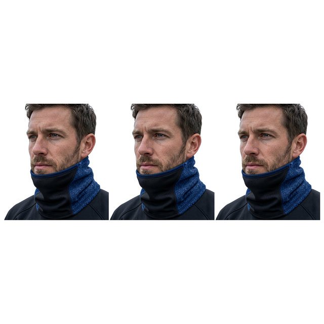 3x Breathable Fleece/Spandex Face & Neck Warmer Pack - Navy Blue (Winter Scarf)