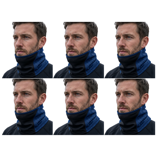 6x Breathable Fleece/Spandex Face & Neck Warmer Bulk Pack - Navy Blue (Winter Scarf)