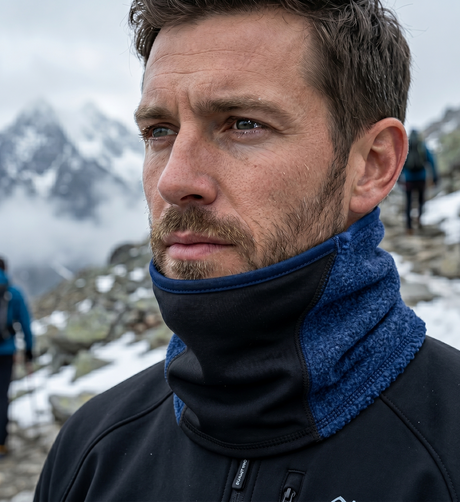Breathable Fleece/Spandex Face & Neck Warmer - Navy Blue (Winter Scarf)