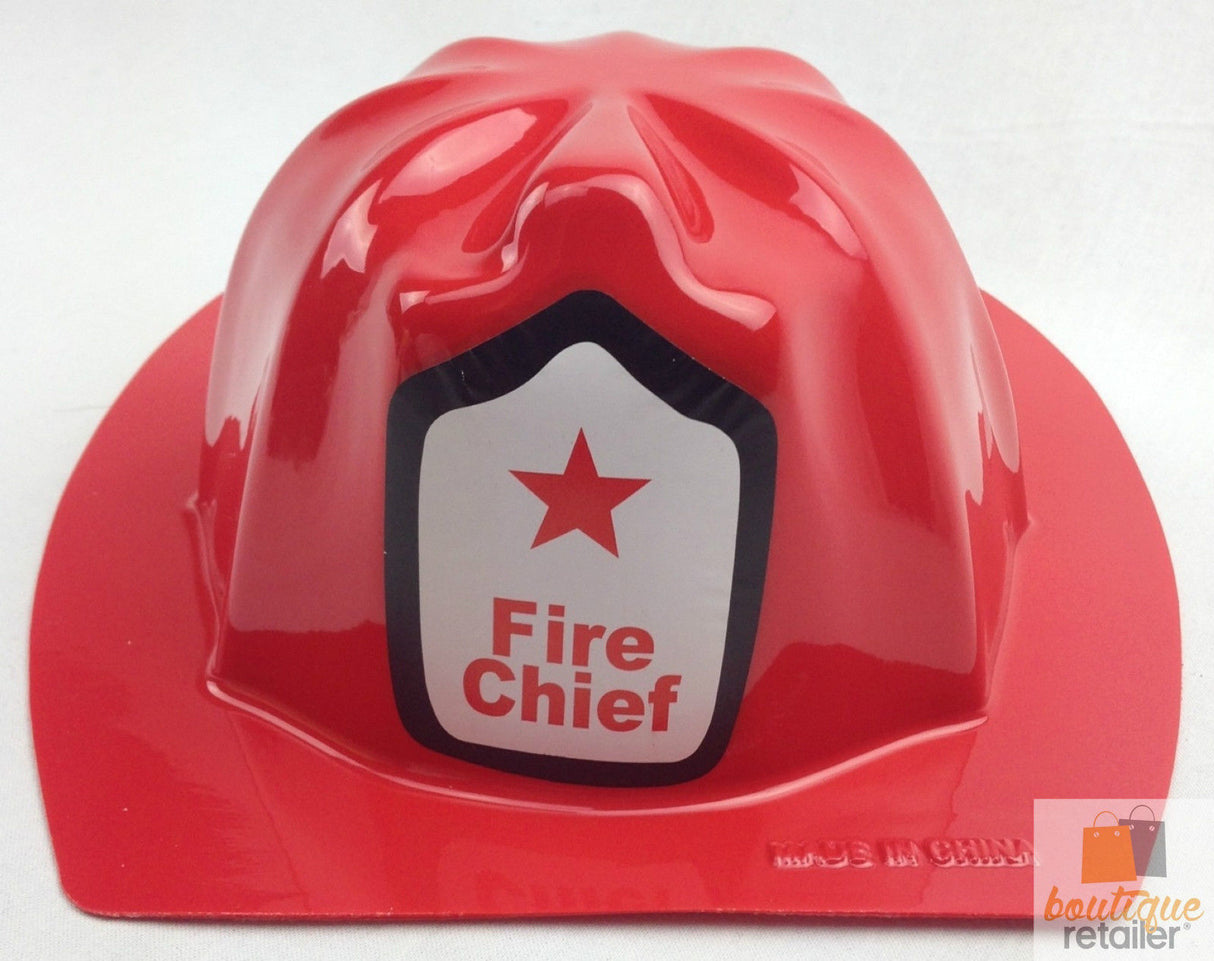 12x Kids Red Fireman Hat w/ Fire Chief Shield Badge Bulk Pack - Halloween Dress Up/Party Costume