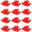 12x Kids Red Fireman Hat w/ Fire Chief Shield Badge Bulk Pack - Halloween Dress Up/Party Costume