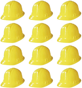12x Kids Yellow Construction Hats Bulk - Children's Builder Helmet/Safety Cap Costumes