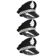 3x Black Police Officer/Pilot Cap Pack - Cop Costume (Book Week & Halloween Fancy Dress)