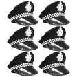 6x Black Police Officer/Pilot Cap Bulk Pack - Cop Costume (Book Week & Halloween Fancy Dress)