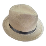 Mens Paper Straw Trilby Hat - Natural & Black