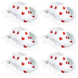 6x Cowboy Hat w/ Sparkly Hearts & Feather Trim Bulk Pack - White/Red (Western Party Costume & Fancy Dress)