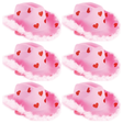6x Cowboy Hat w/ Sparkly Hearts & Feather Trim Bulk Pack - Pink/Red (Western Party Costume & Fancy Dress)