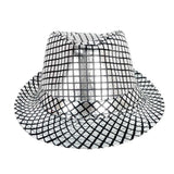 Metallic Disco Print Trilby Hat - Black/Silver (Party Costume & Fancy Dress)
