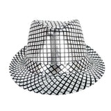 Metallic Disco Print Trilby Party Costume Hat - Black & Silver