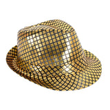 Metallic Disco Print Trilby Party Costume Hat - Black & Gold