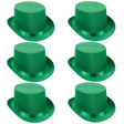 6x SATIN TOP HAT Costume Party Cap Fancy Dress Trilby Fedora One Size BULK - Green