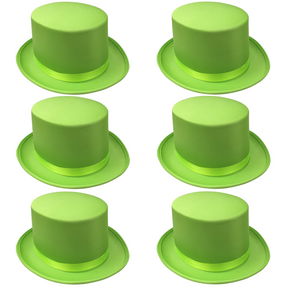 6x Light Green Satin Top Hat Bulk - Dance Costume/Fancy Dress Party