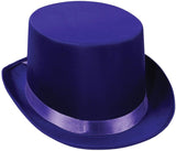6x SATIN TOP HAT Costume Party Cap Fancy Dress Trilby Fedora One Size BULK - Purple