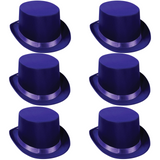 6x SATIN TOP HAT Costume Party Cap Fancy Dress Trilby Fedora One Size BULK - Red