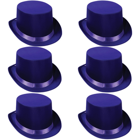 6x Purple Satin Top Hat Bulk - Dance Costume/Fancy Dress Party