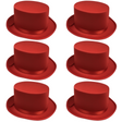6x SATIN TOP HAT Costume Party Cap Fancy Dress Trilby Fedora One Size BULK - Red