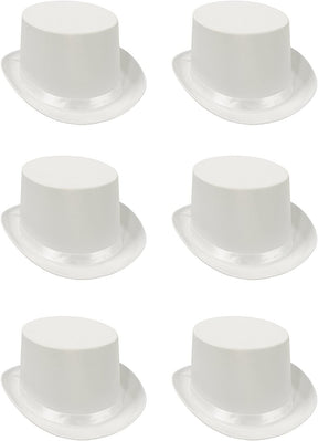 6x White Satin Top Hat Bulk - Dance Costume/Fancy Dress Party