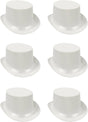 6x SATIN TOP HAT Costume Party Cap Fancy Dress Trilby Fedora One Size BULK - White