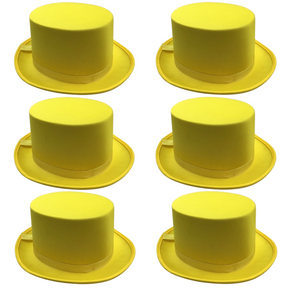 6x Yellow Satin Top Hat Bulk Pack Pack - Dance Costume/Fancy Dress Party