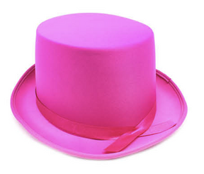 Hot Pink Satin Top Hat - Dance Costume/Fancy Dress Party