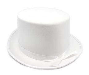 White Satin Top Hat - Dance Costume/Fancy Dress Party