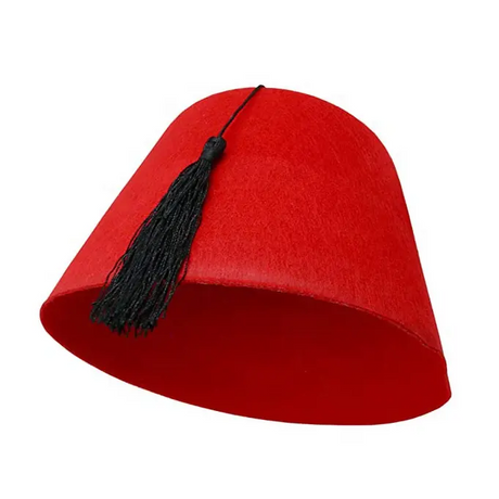 4x Red Moroccan Fez Hat w/ Black Tassel Bulk Pack - Fancy Dress Costume