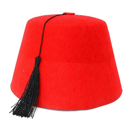 4x Red Moroccan Fez Hat w/ Black Tassel Bulk Pack - Fancy Dress Costume
