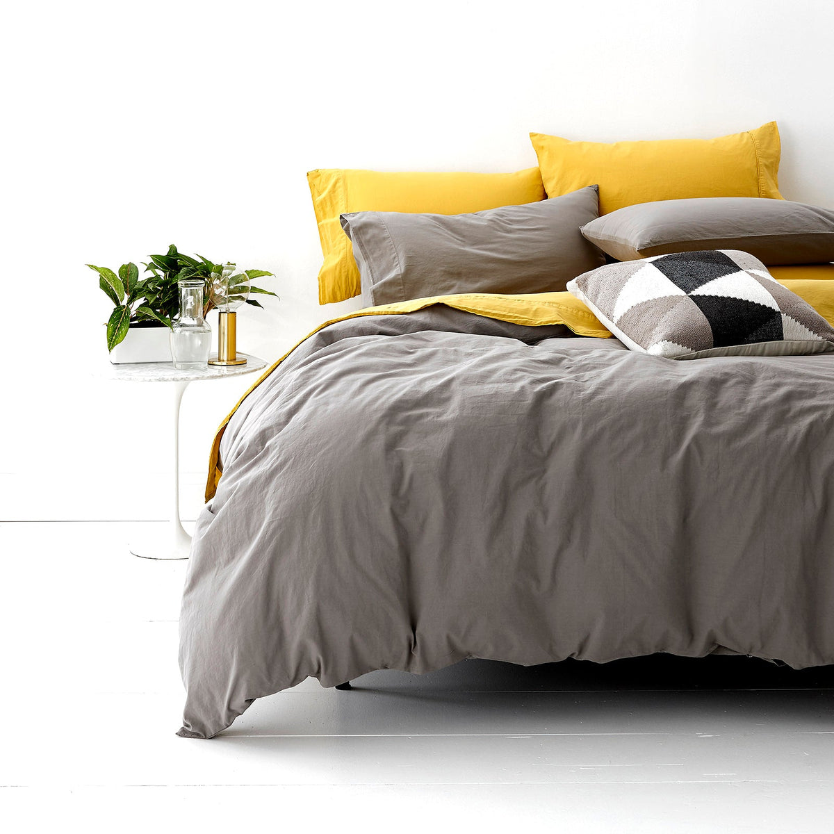Park Avenue European Vintage Washed Cotton Kids Quilt Cover Set - Coal