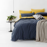 Park Avenue European Vintage Washed Cotton Quilt Cover Set - Blue