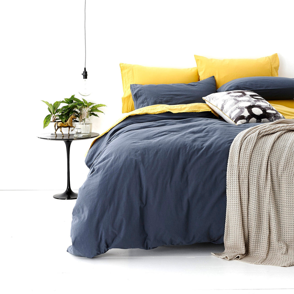 Park Avenue European Vintage Washed Cotton Kids Quilt Cover Set - Blue