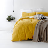 Park Avenue European Vintage Washed Cotton Quilt Cover Set - Misted Yellow