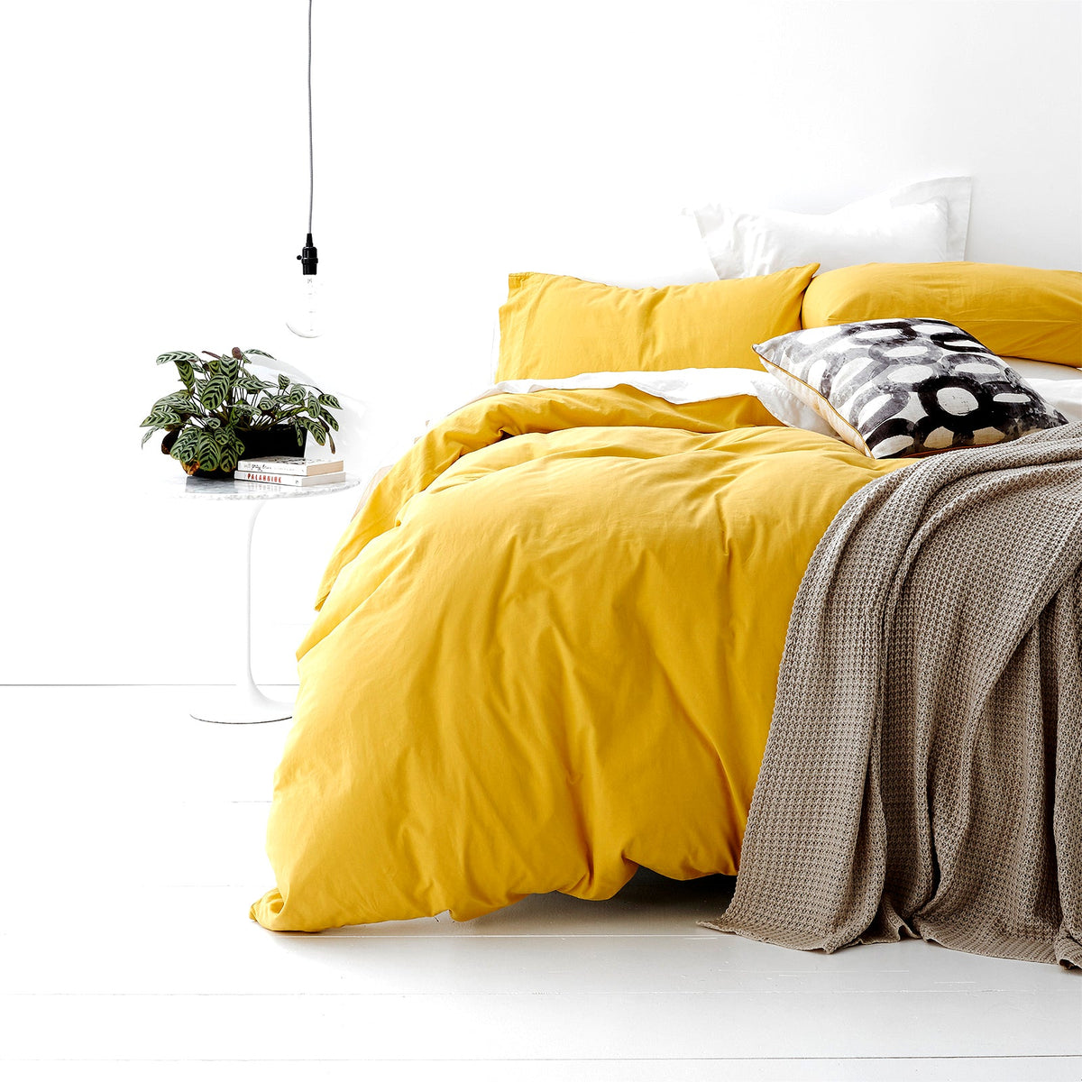 Park Avenue European Vintage Washed Cotton Kids Quilt Cover Set - Misted Yellow