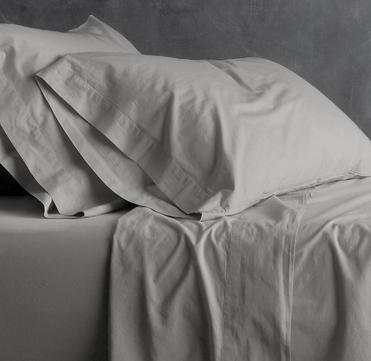 Park Avenue European Vintage Washed Cotton Bed Sheet Set - Coal