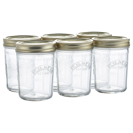 Kilner Wide Mouth Preserve Jars Set of 6 – 350ml Glass Canning Storage Screw Lid