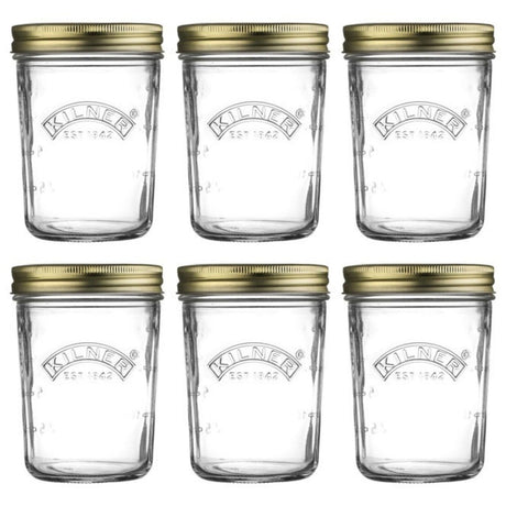 Kilner Wide Mouth Preserve Jars Set of 6 – 350ml Glass Canning Storage Screw Lid