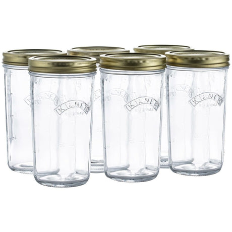 Kilner Wide Mouth Preserve Jars Set of 6 – 500ml Glass Canning Storage Screw Lid