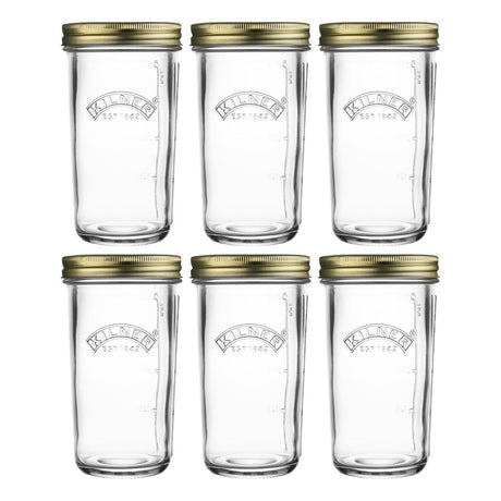 Kilner Wide Mouth Preserve Jars Set of 6 – 500ml Glass Canning Storage Screw Lid