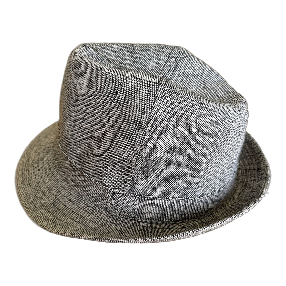 Mens Wool Blend Tweed Trilby Hat in Charcoal with Stingy Brim