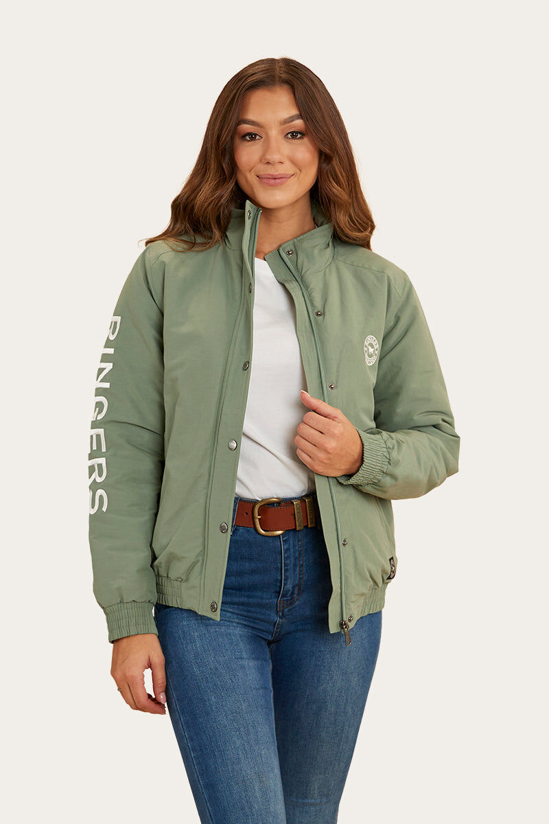 Ringers Western Tesbury Button Up Womens Quilted Jacket in Leaf/Off White