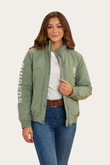 Ringers Western Tesbury Button Up Womens Quilted Jacket in Leaf/Off White