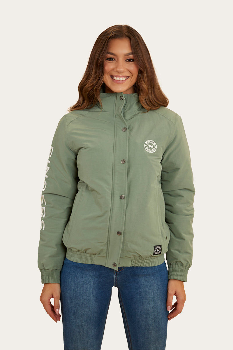 Ringers Western Tesbury Button Up Womens Quilted Jacket in Leaf/Off White