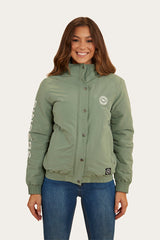 Ringers Western Tesbury Button Up Womens Quilted Jacket in Leaf/Off White