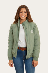 Ringers Western Tesbury Button Up Womens Quilted Jacket in Leaf/Off White