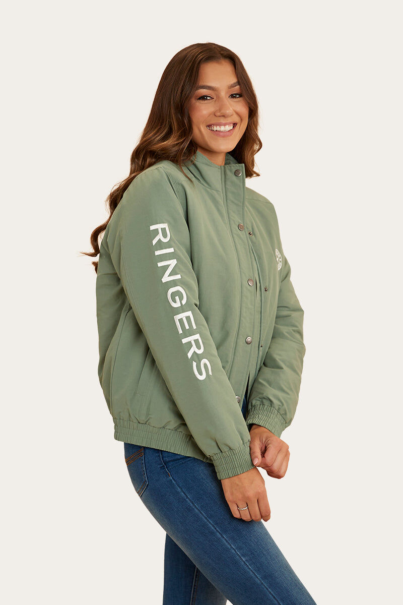 Ringers Western Tesbury Button Up Womens Quilted Jacket in Leaf/Off White