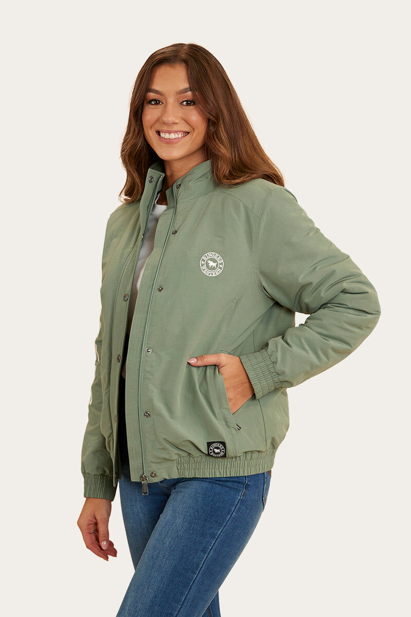 Ringers Western Tesbury Button Up Womens Quilted Jacket in Leaf/Off White