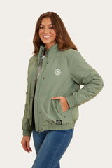 Ringers Western Tesbury Button Up Womens Quilted Jacket in Leaf/Off White
