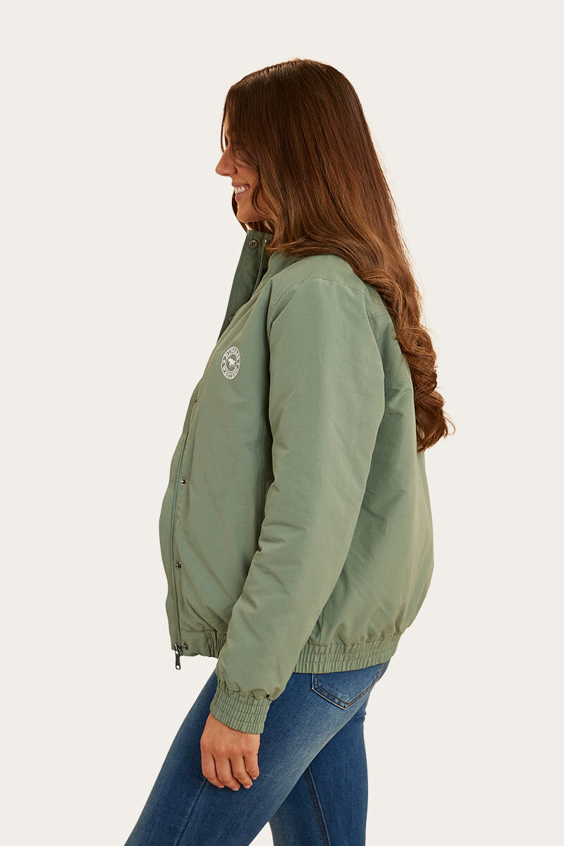 Ringers Western Tesbury Button Up Womens Quilted Jacket in Leaf/Off White
