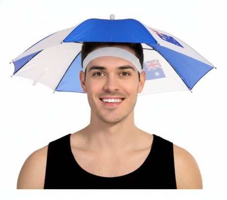 6x Australia Umbrella Hat Bulk Pack - Rain Novelty Cap for Tennis/Cricket/Sport Events