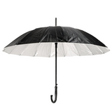 110cm Large Umbrella Classic Hook Handle Rain Costume Prop - Black/Silver